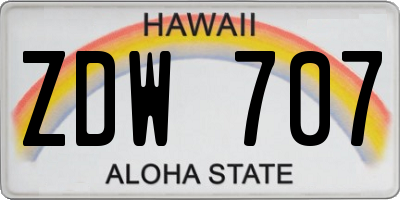 HI license plate ZDW707