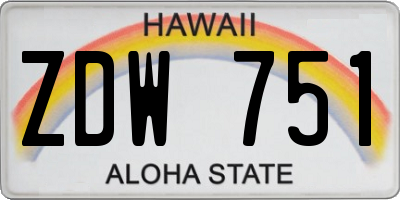 HI license plate ZDW751