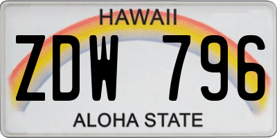 HI license plate ZDW796