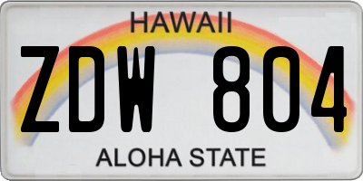HI license plate ZDW804