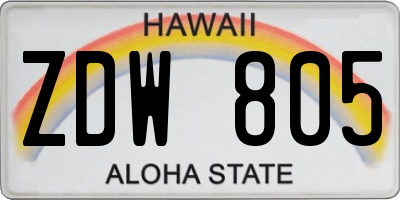 HI license plate ZDW805