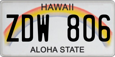 HI license plate ZDW806