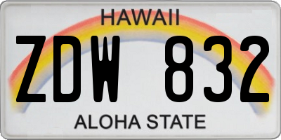 HI license plate ZDW832