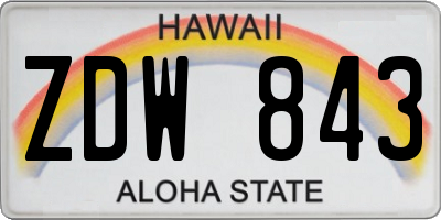 HI license plate ZDW843