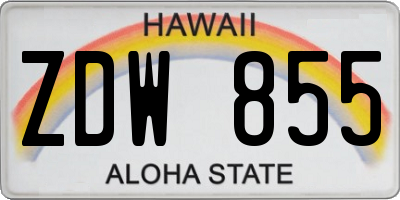 HI license plate ZDW855