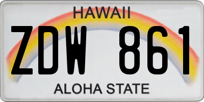 HI license plate ZDW861