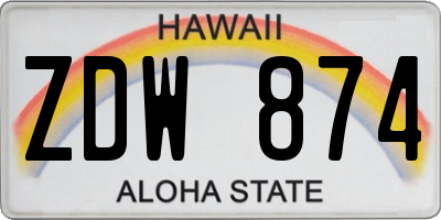 HI license plate ZDW874