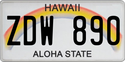 HI license plate ZDW890