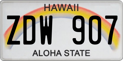 HI license plate ZDW907