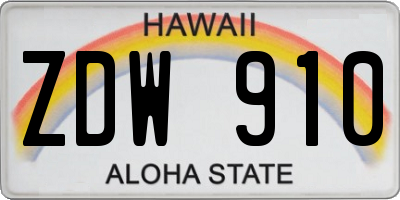 HI license plate ZDW910