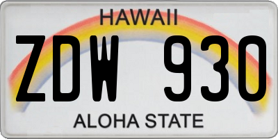 HI license plate ZDW930