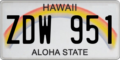 HI license plate ZDW951