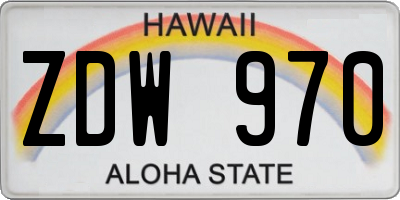 HI license plate ZDW970