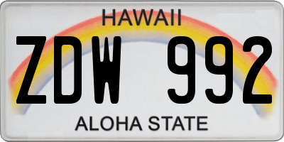 HI license plate ZDW992