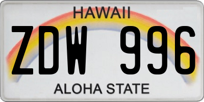 HI license plate ZDW996