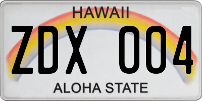 HI license plate ZDX004