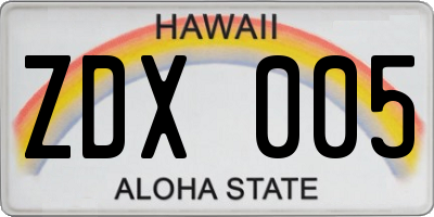 HI license plate ZDX005
