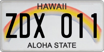HI license plate ZDX011