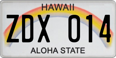 HI license plate ZDX014