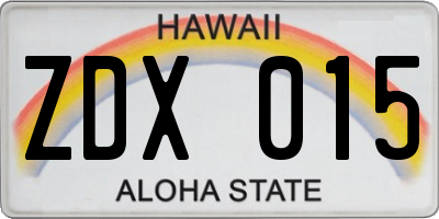 HI license plate ZDX015