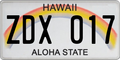 HI license plate ZDX017