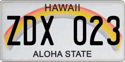 HI license plate ZDX023