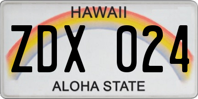 HI license plate ZDX024