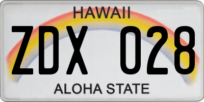 HI license plate ZDX028