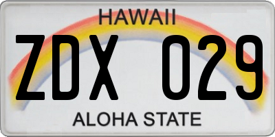 HI license plate ZDX029