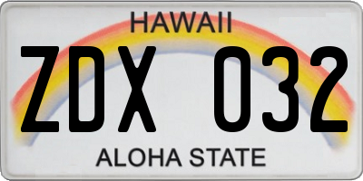 HI license plate ZDX032