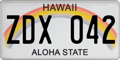 HI license plate ZDX042