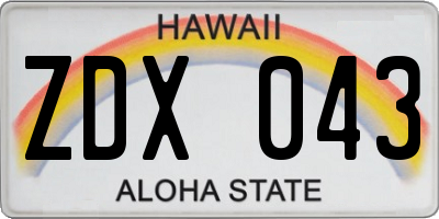 HI license plate ZDX043