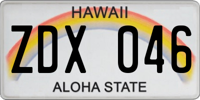 HI license plate ZDX046