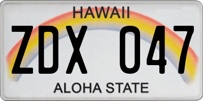 HI license plate ZDX047