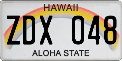 HI license plate ZDX048
