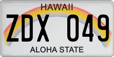 HI license plate ZDX049