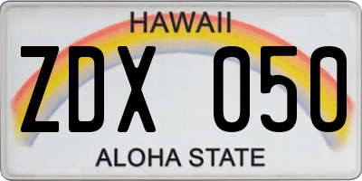 HI license plate ZDX050