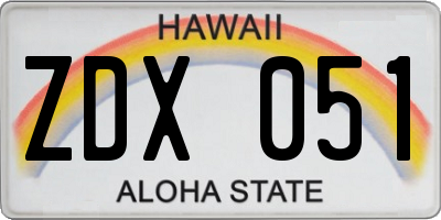 HI license plate ZDX051