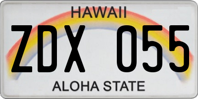 HI license plate ZDX055