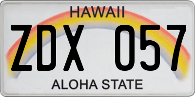 HI license plate ZDX057