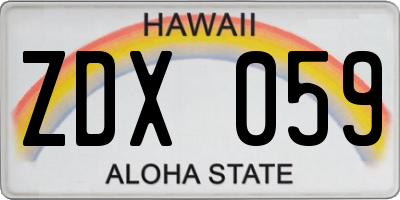 HI license plate ZDX059