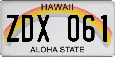 HI license plate ZDX061