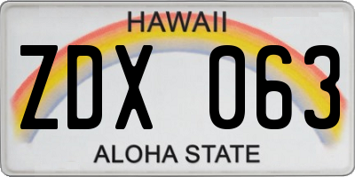HI license plate ZDX063