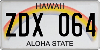 HI license plate ZDX064