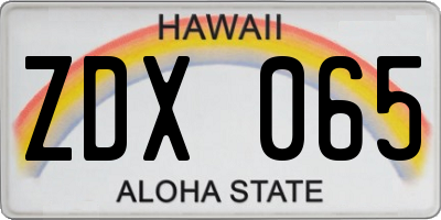 HI license plate ZDX065