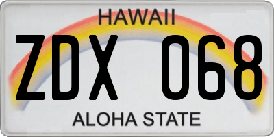 HI license plate ZDX068