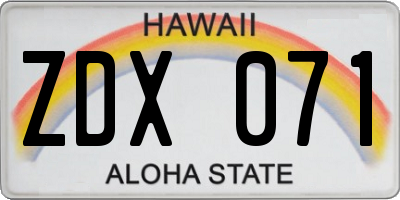 HI license plate ZDX071