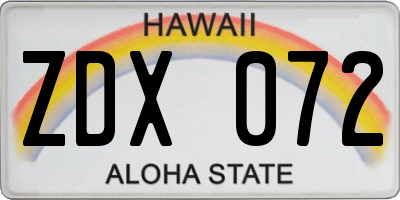 HI license plate ZDX072