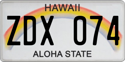 HI license plate ZDX074