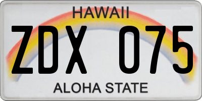 HI license plate ZDX075